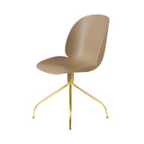 Beetle Meeting Chair: Swivel Base + Pebble Brown + Brass Semi Matt + Felt Glides