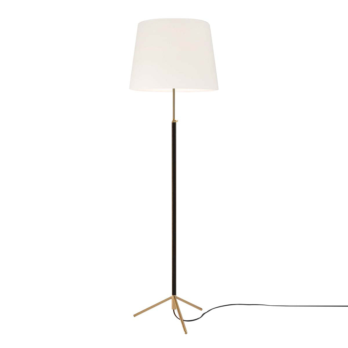 Pie de Salón Floor Lamp: G1 + Polished Brass + White Linen