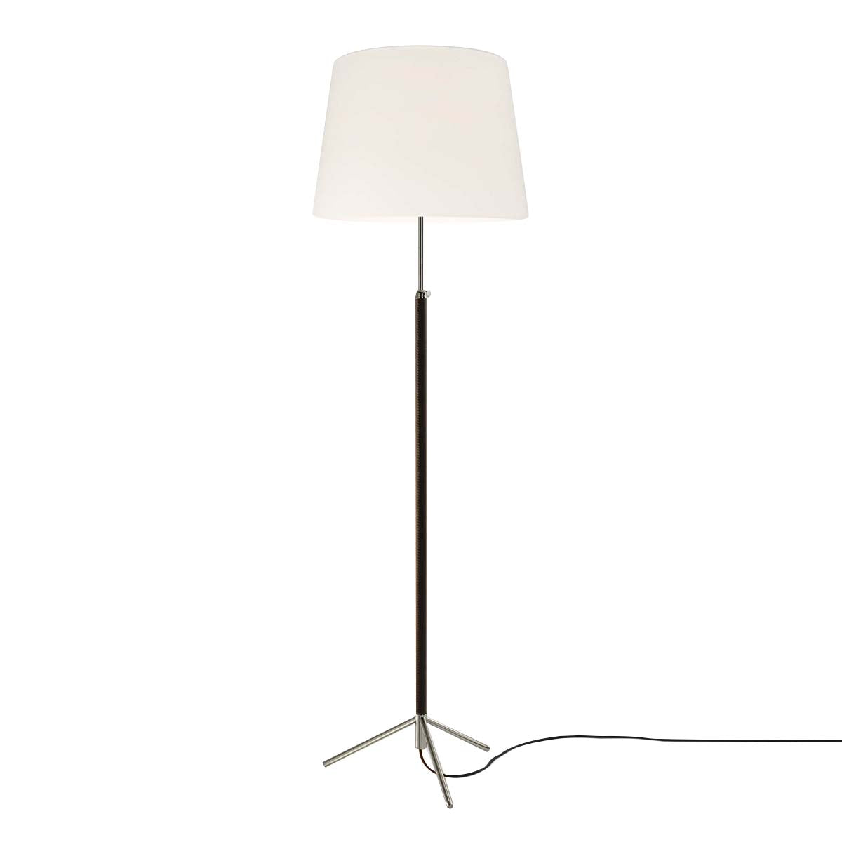 Pie de Salón Floor Lamp: G1 + Chrome-Plated + White Linen