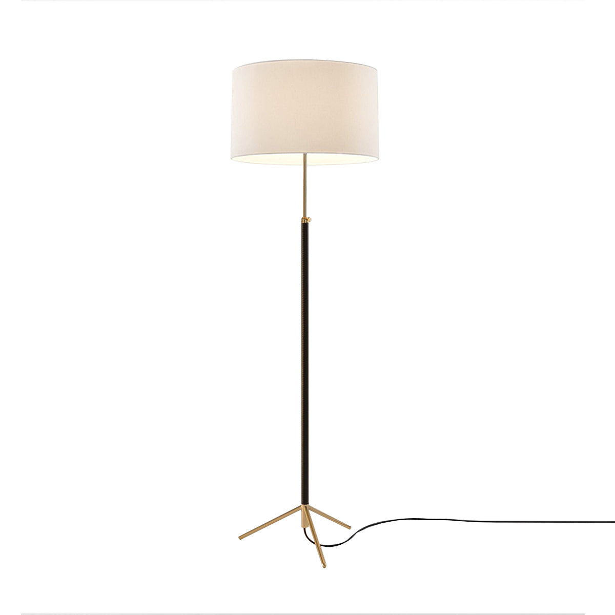 Pie de Salón Floor Lamp: G2 + Polished Brass + White Linen