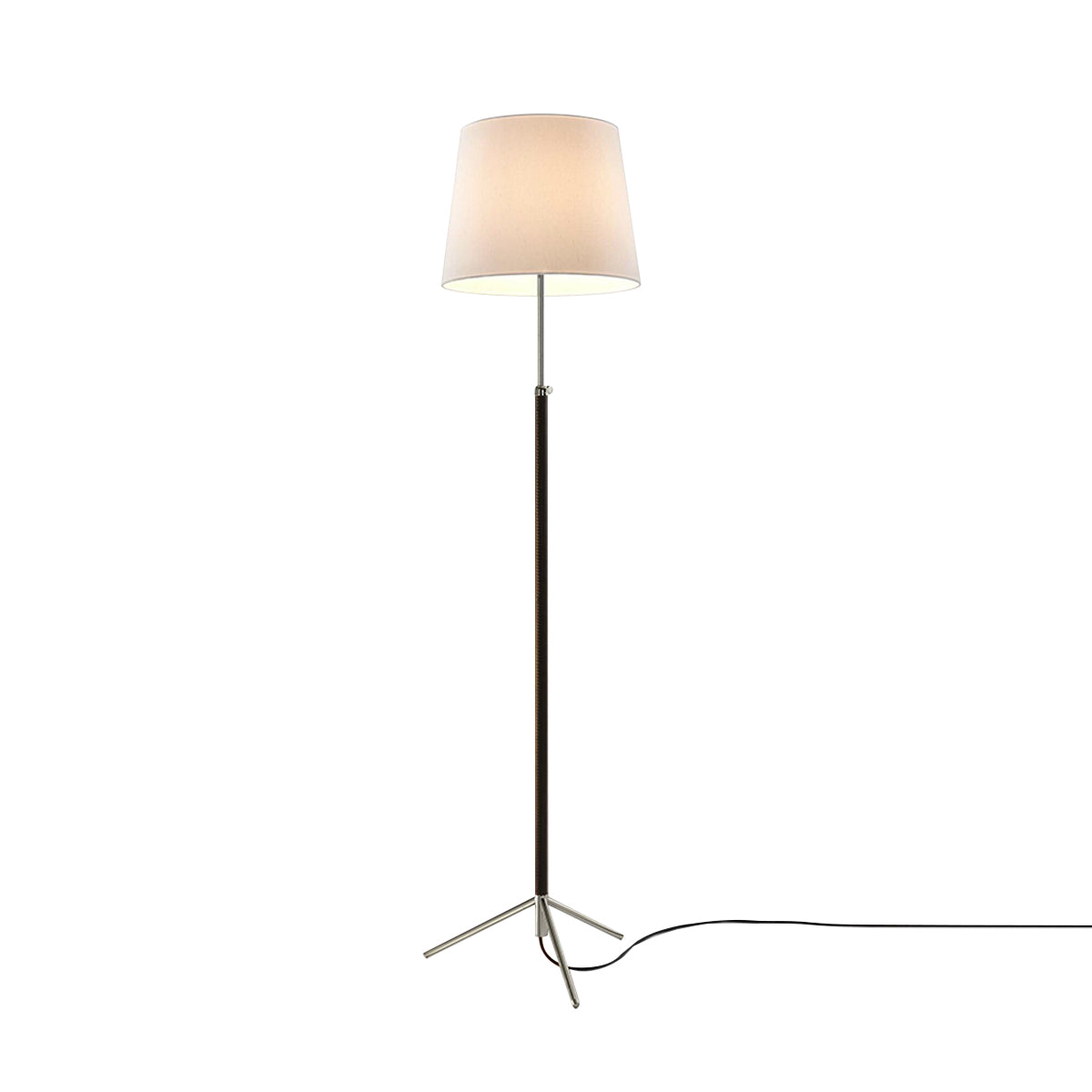 Pie de Salón Floor Lamp: G3 + Chrome-Plated + White Linen