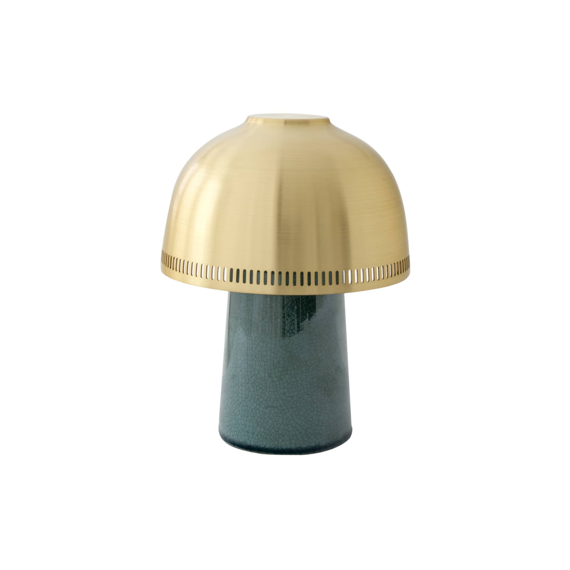 Raku SH8 Portable Table Lamp: Blue Green + Brass