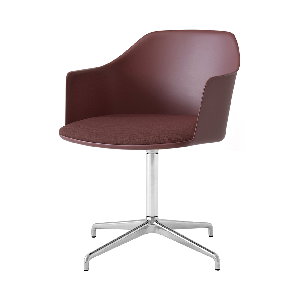 Rely Chair HW39: Polished Aluminum + Red Brown