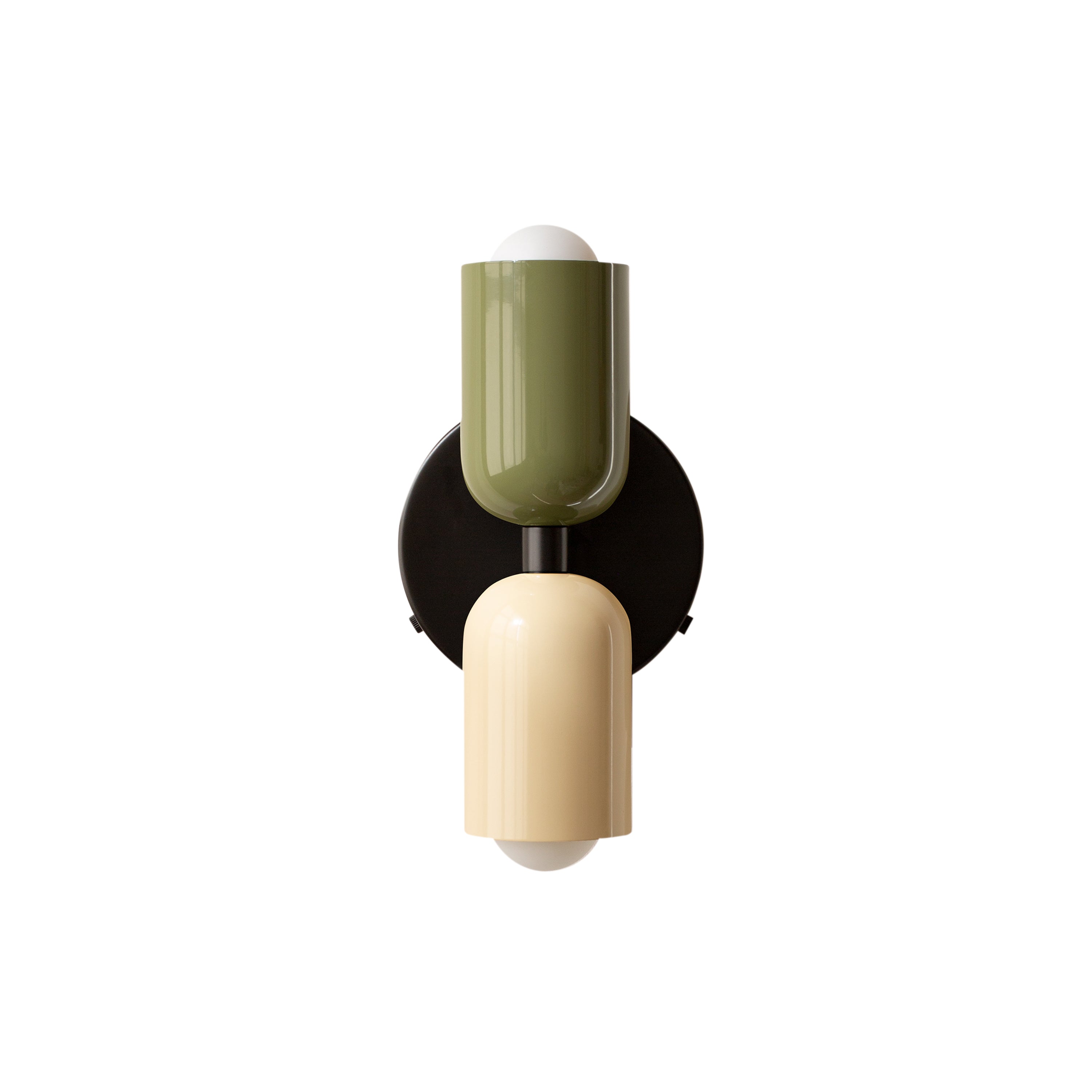 Up Down Sconce: Duo-Tone + Reed Green + Bone + Black