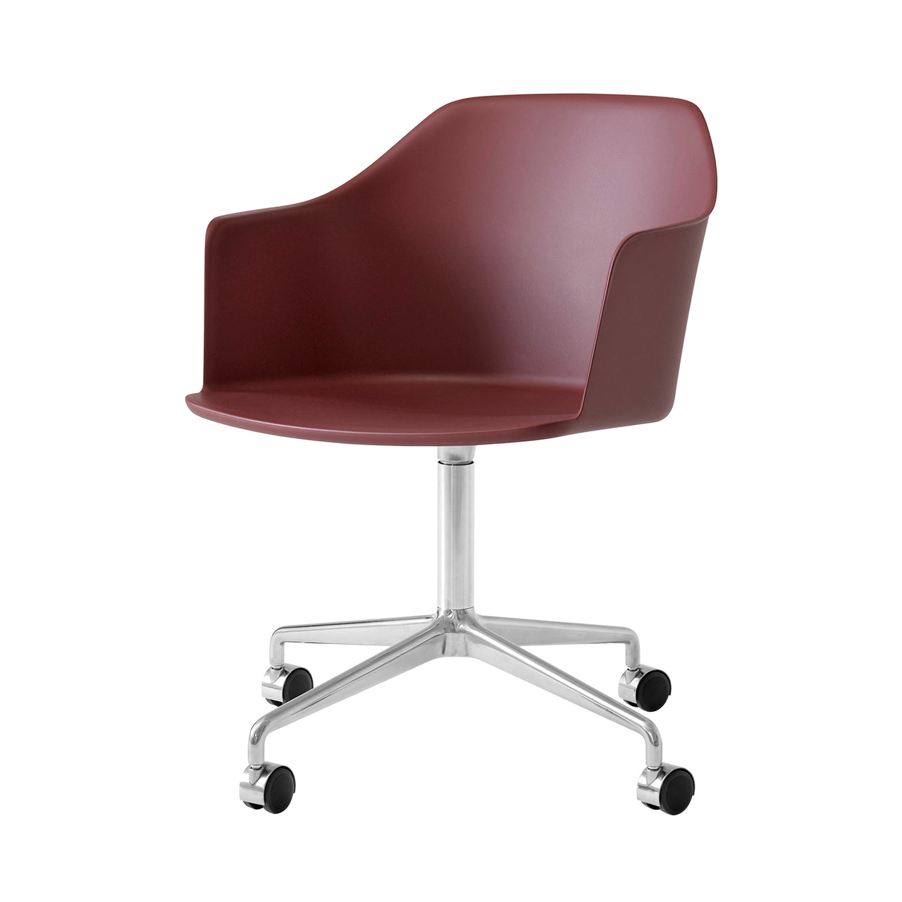 Rely Chair HW48: Red Brown + Polished Aluminum
