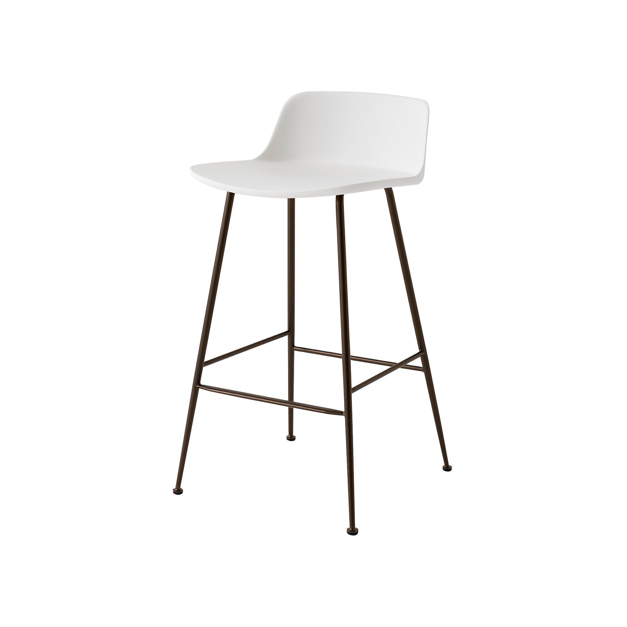 Rely Bar + Counter Lowback Stool: HW81 + HW86 + Counter (HW81) + White + Bronzed