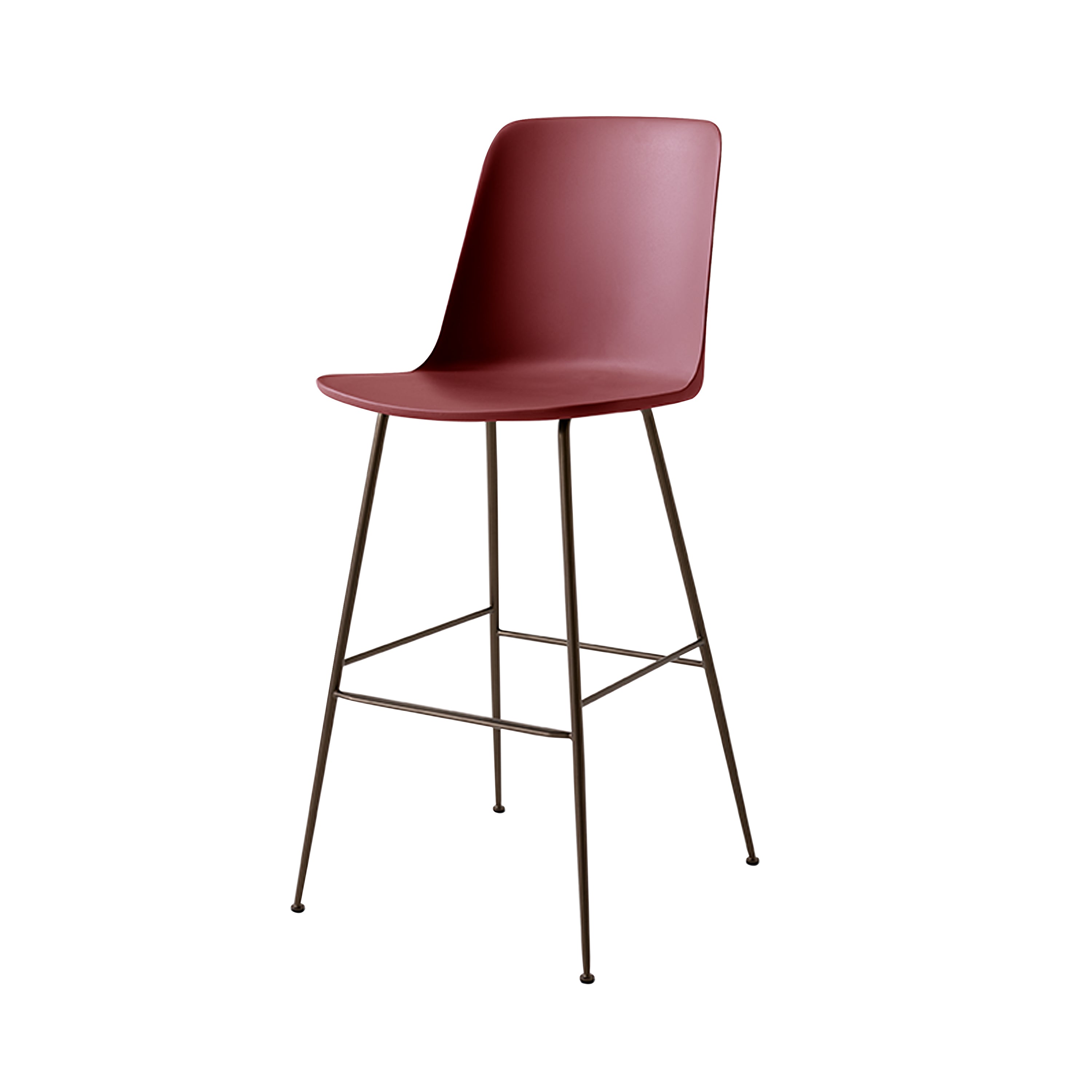 Rely Bar + Counter Highback Chair: HW91 + HW96 + Bar (HW96) + Red Brown + Bronzed