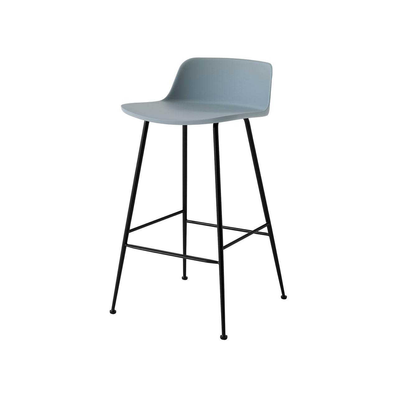 Rely Bar + Counter Low Backrest Stool: HW86 + HW81 + Counter (HW81) + Light Blue + Black