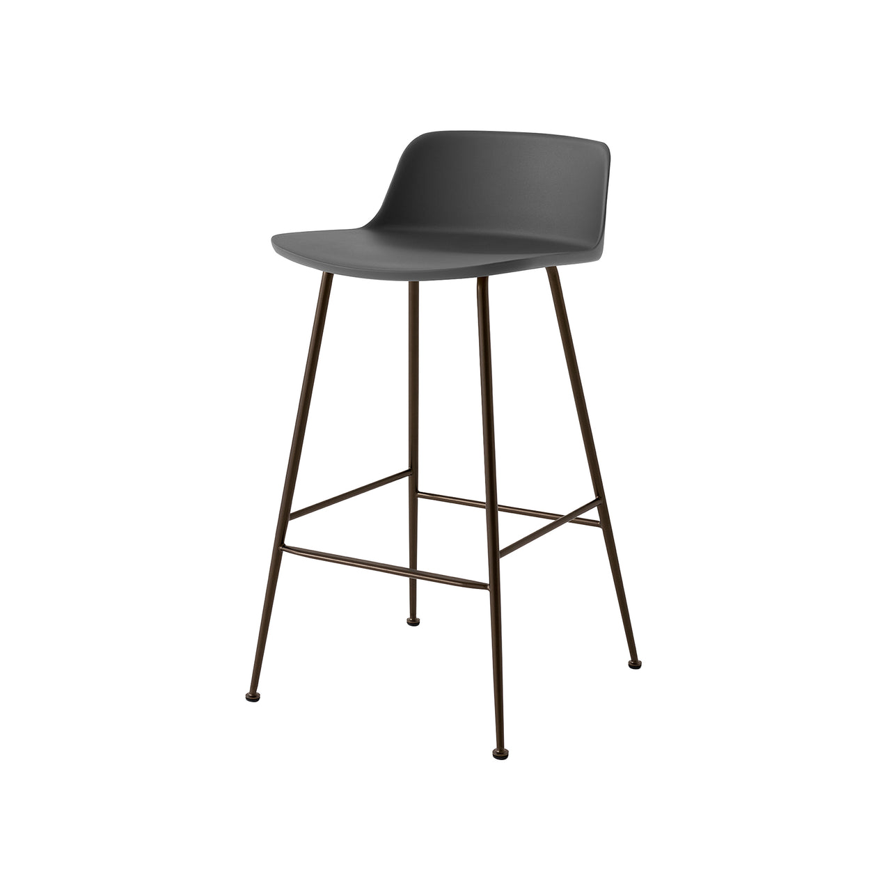 Rely Bar + Counter Low Backrest Stool: HW86 + HW81 + Counter (HW81) + Stone Grey + Bronzed