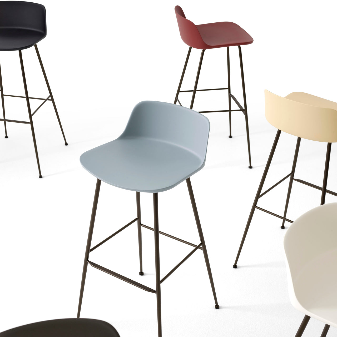 Rely Bar + Counter Low Backrest Stool: HW86 + HW81 + LS