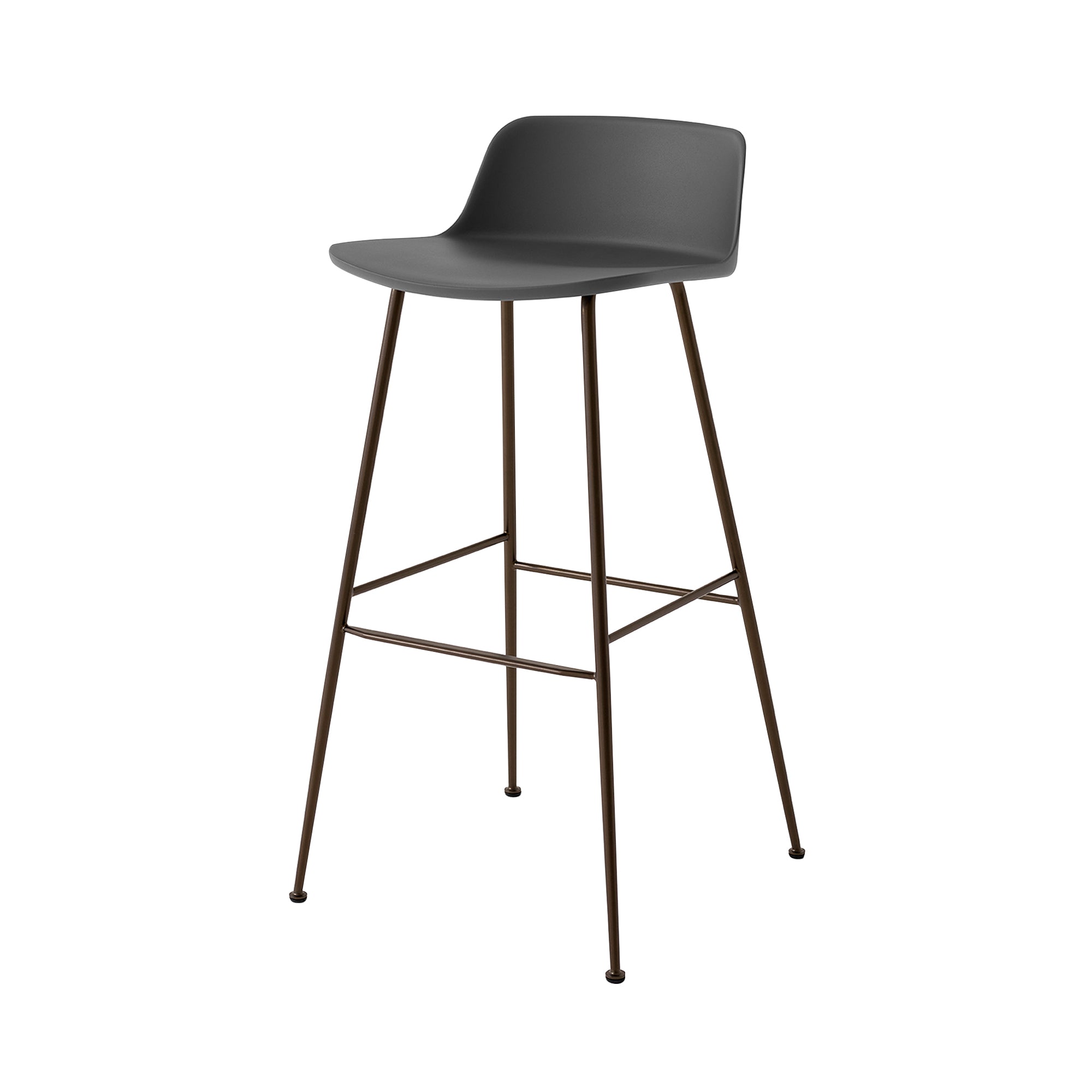 Rely Bar + Counter Low Backrest Stool: HW86 + HW81 + Bar (HW86) + Stone Grey + Bronzed