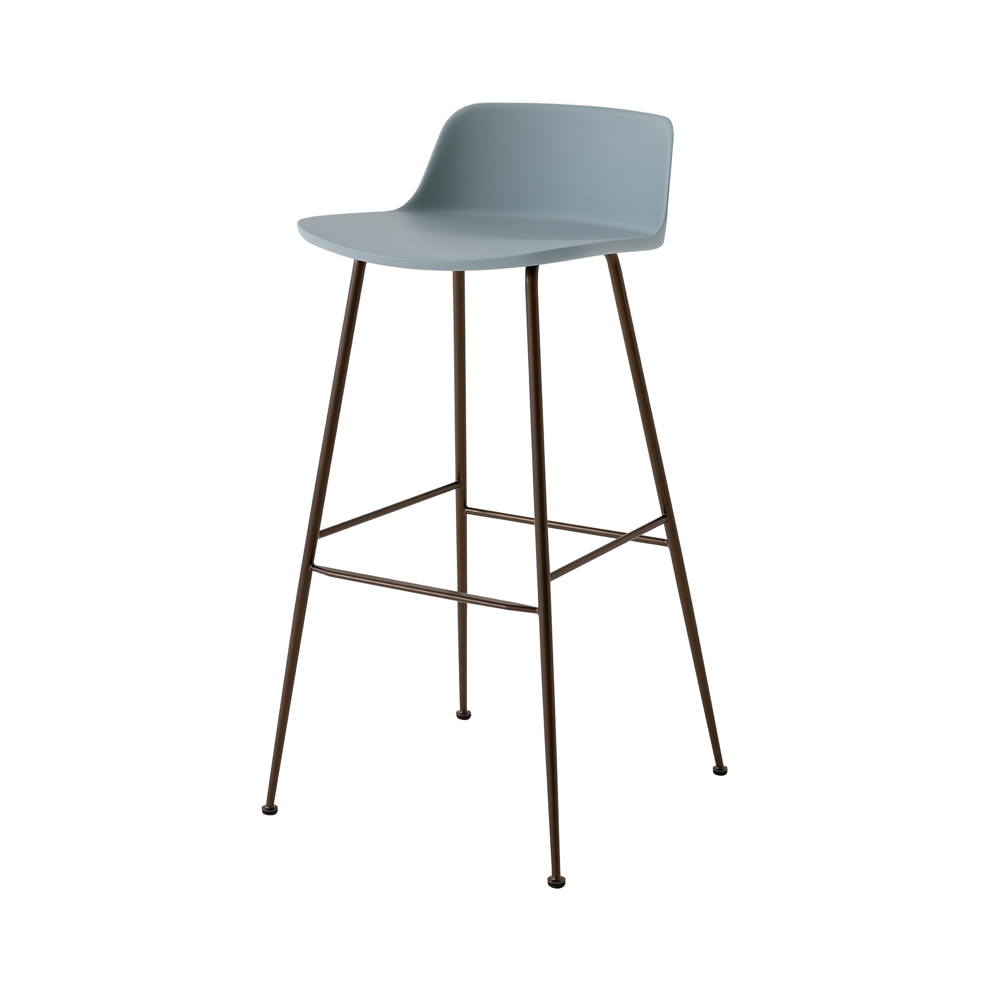 Rely Bar + Counter Low Backrest Stool: HW86 + HW81 + Bar (HW86) + Light Blue + Bronzed