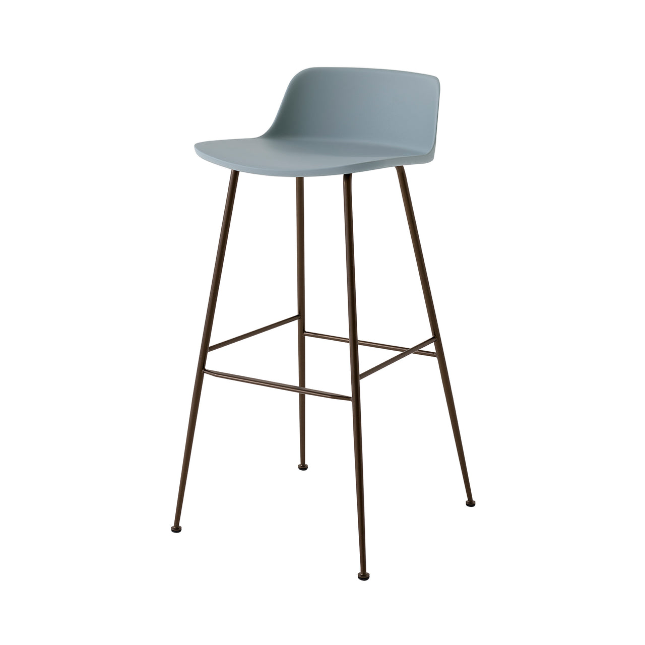 Rely Bar + Counter Low Backrest Stool: HW86 + HW81 + Bar (HW86) + Light Blue + Bronzed