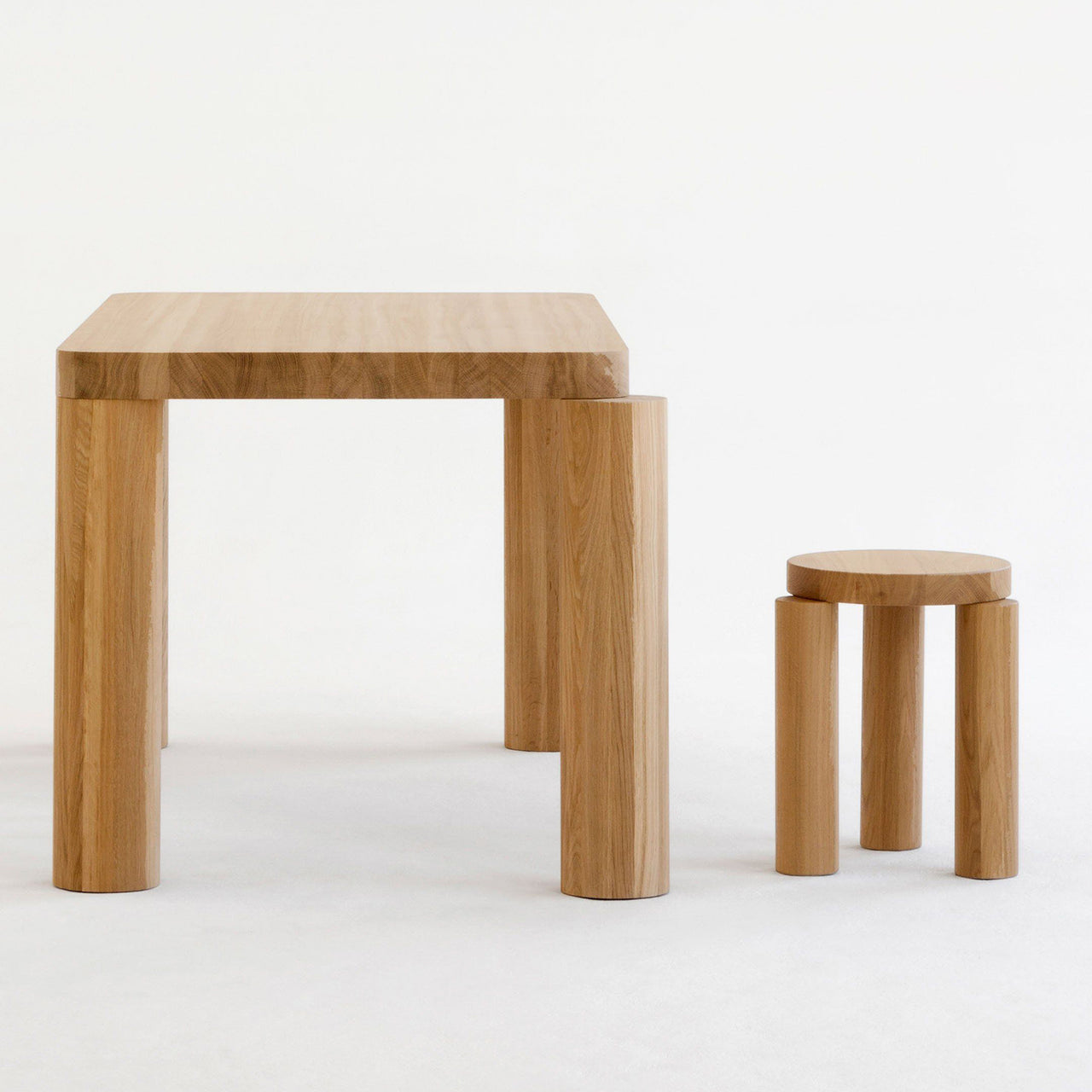 Offset Stool + Side Table