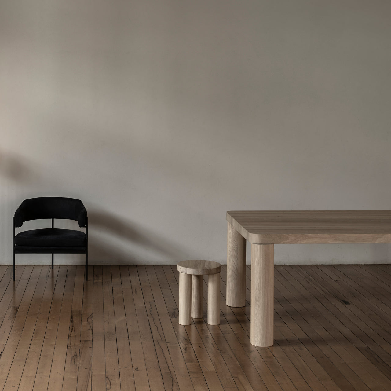 Offset Stool + Side Table