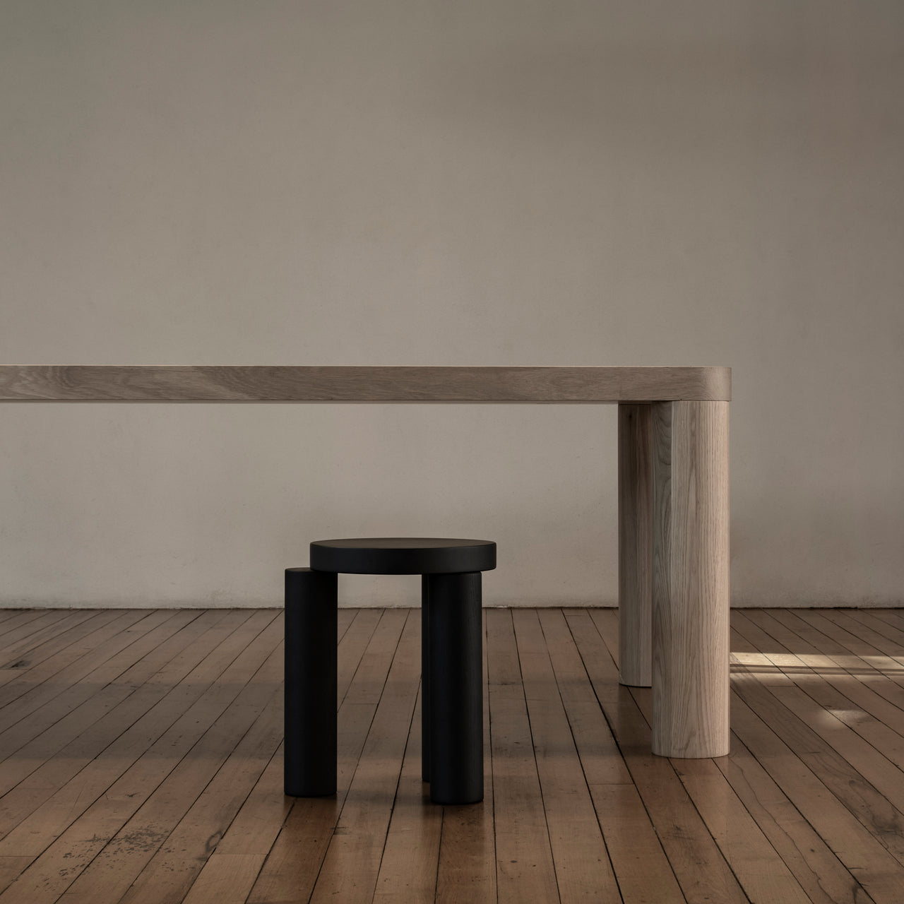 Offset Stool + Side Table