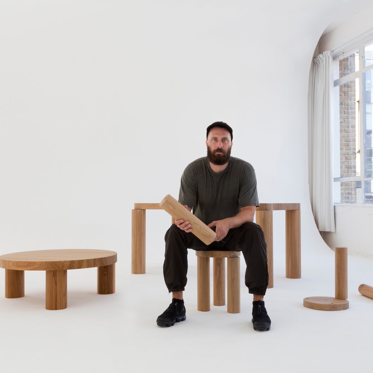 Offset Stool + Side Table