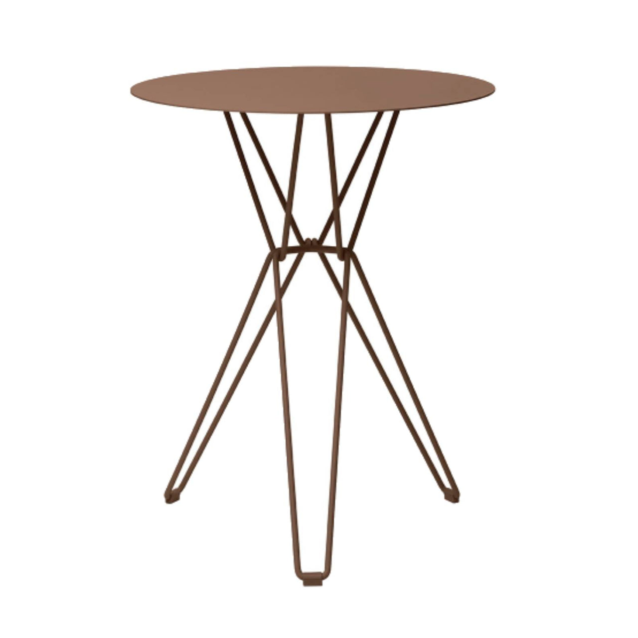 Tio Bar Table: Round + Pale Brown Metal