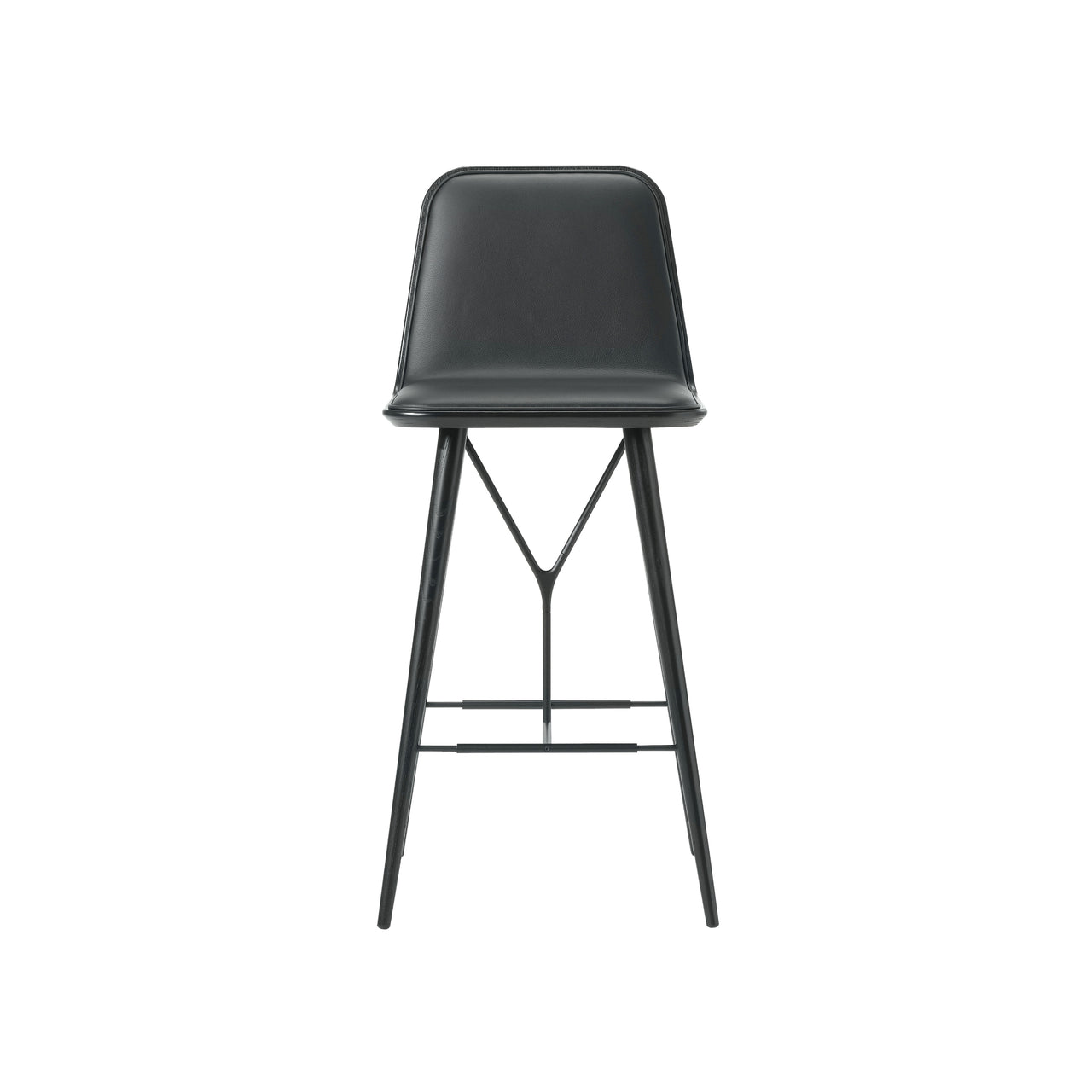 Spine Bar + Counter Stool with Back: Wood Base + Counter + Black Lacquered Ash