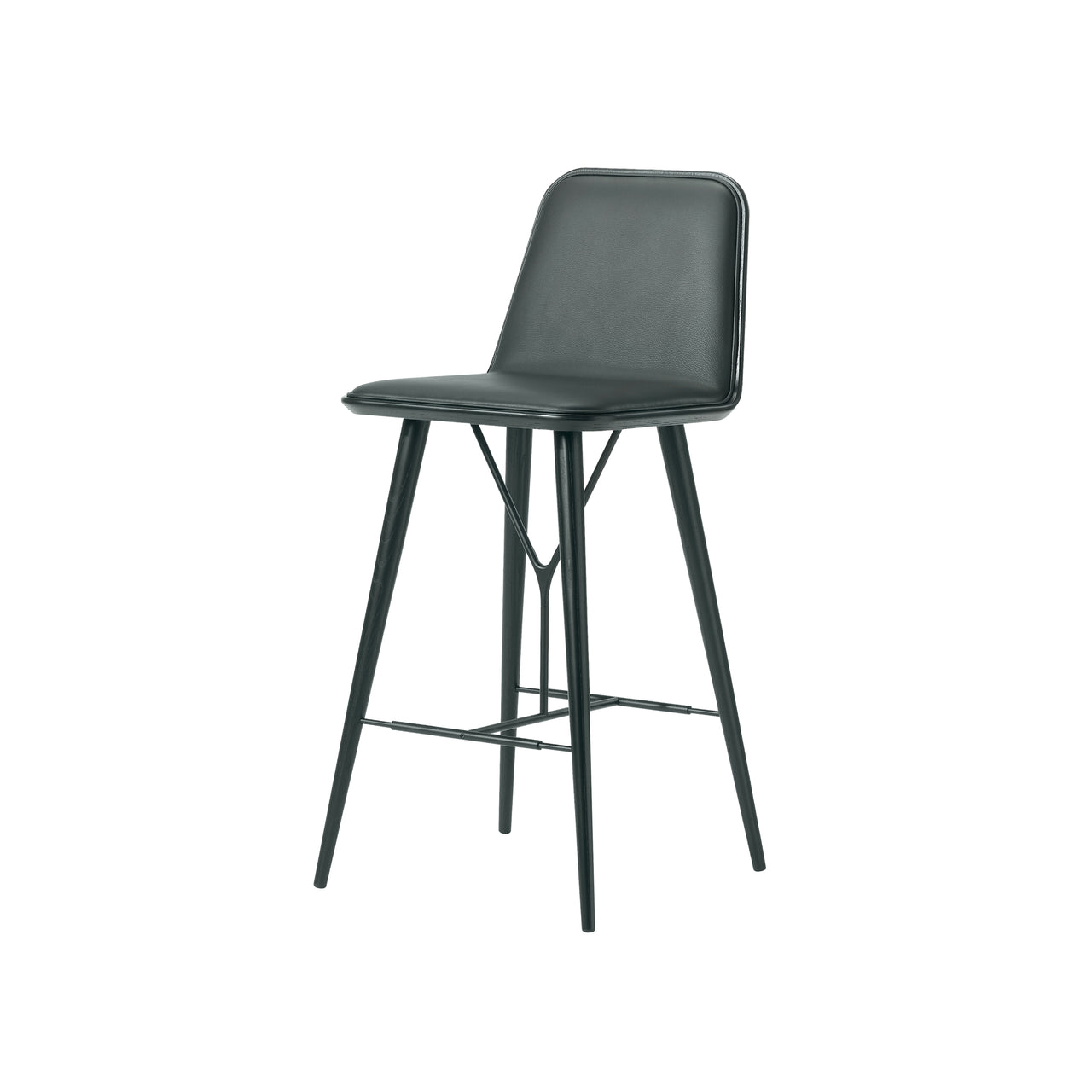 Spine Bar + Counter Stool with Back: Wood Base + Counter + Black Lacquered Ash