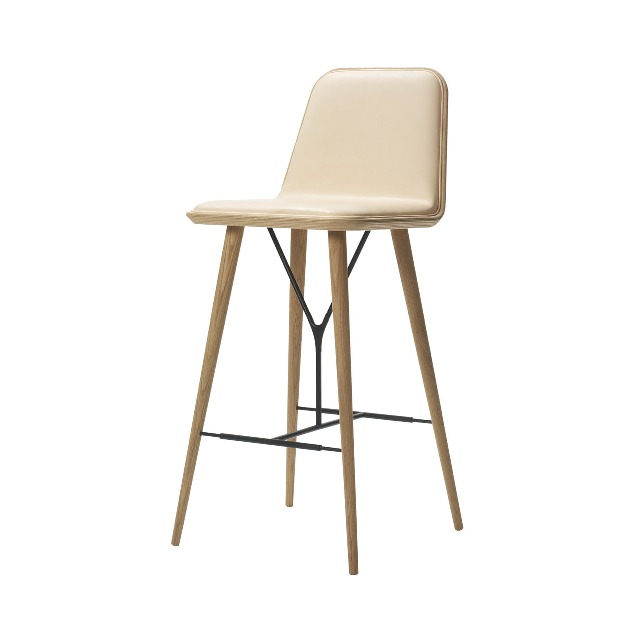 Spine Bar + Counter Stool with Back: Wood Base: Bar + Lacquered Oak