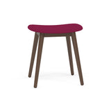 Fiber Stool: Wood Base + Upholstered + Stained Dark Brown