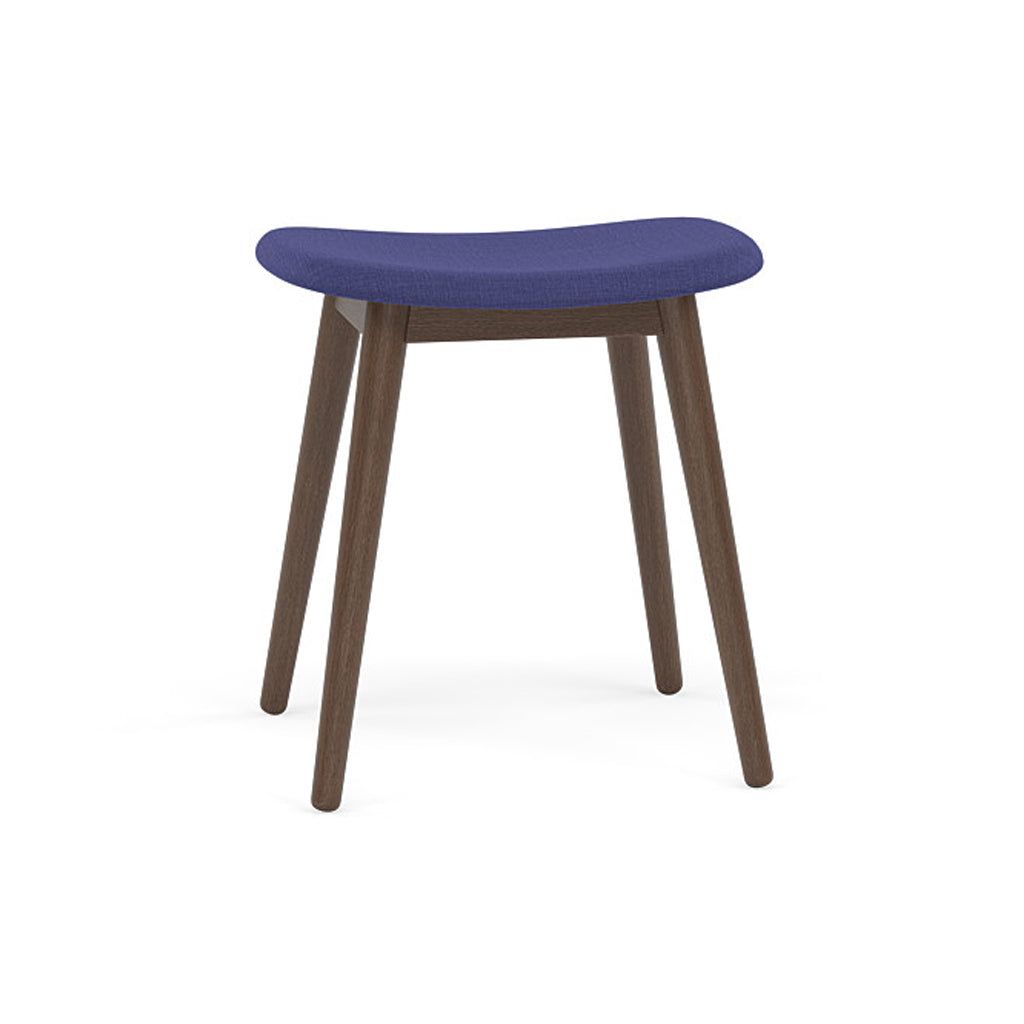 Fiber Stool: Wood Base + Upholstered + Stained Dark Brown