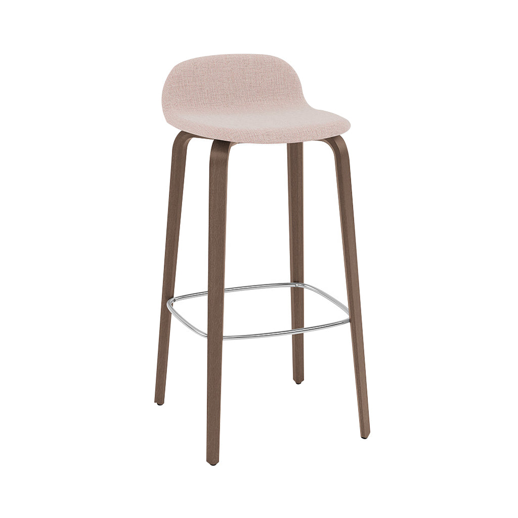 Visu Bar Stool: Upholstered + Stained Dark Brown