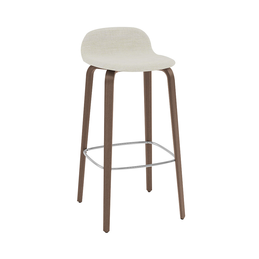 Visu Bar Stool: Upholstered + Stained Dark Brown