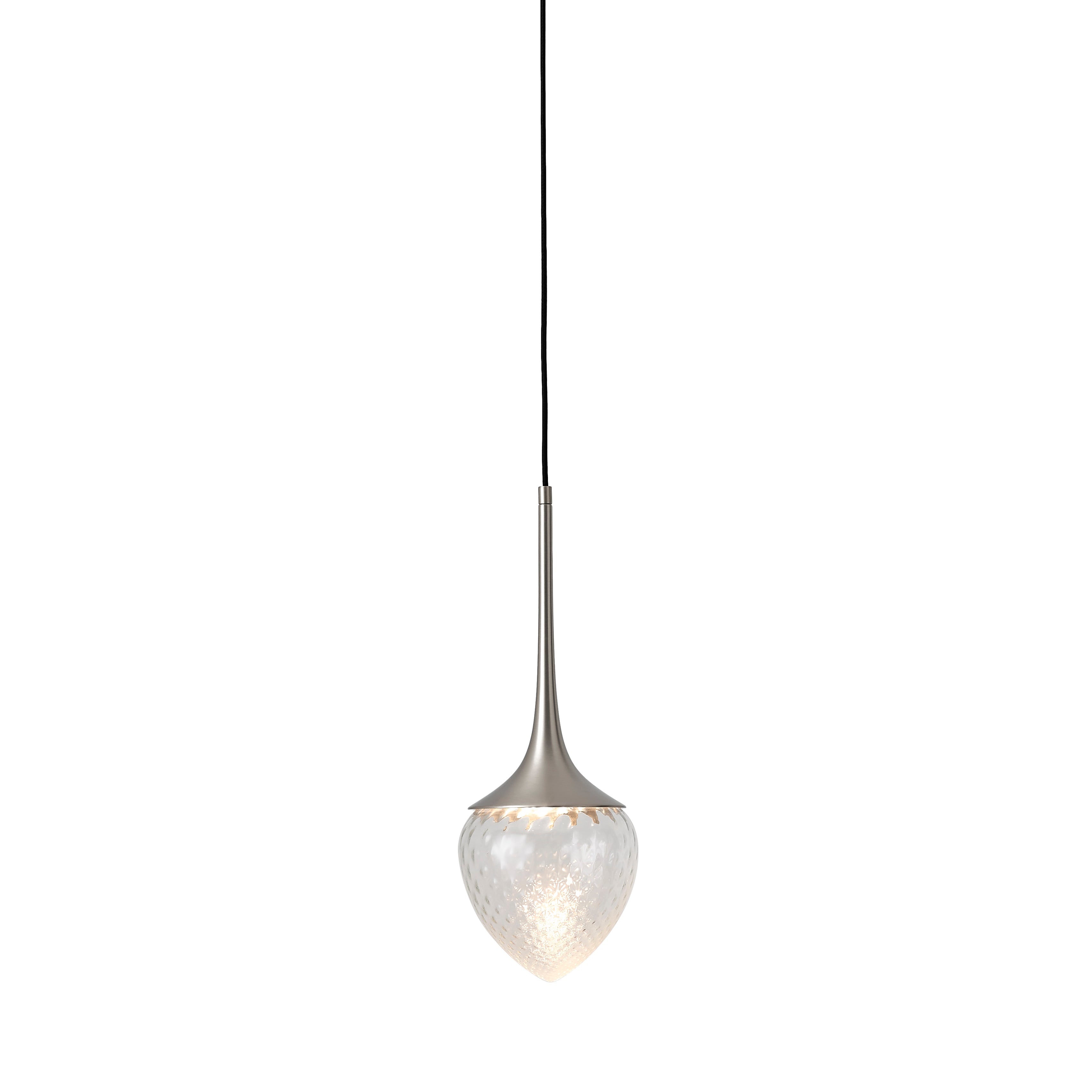 Louis Pendant: Extra Large + Satin Nickel + Clear + Patterned + Black