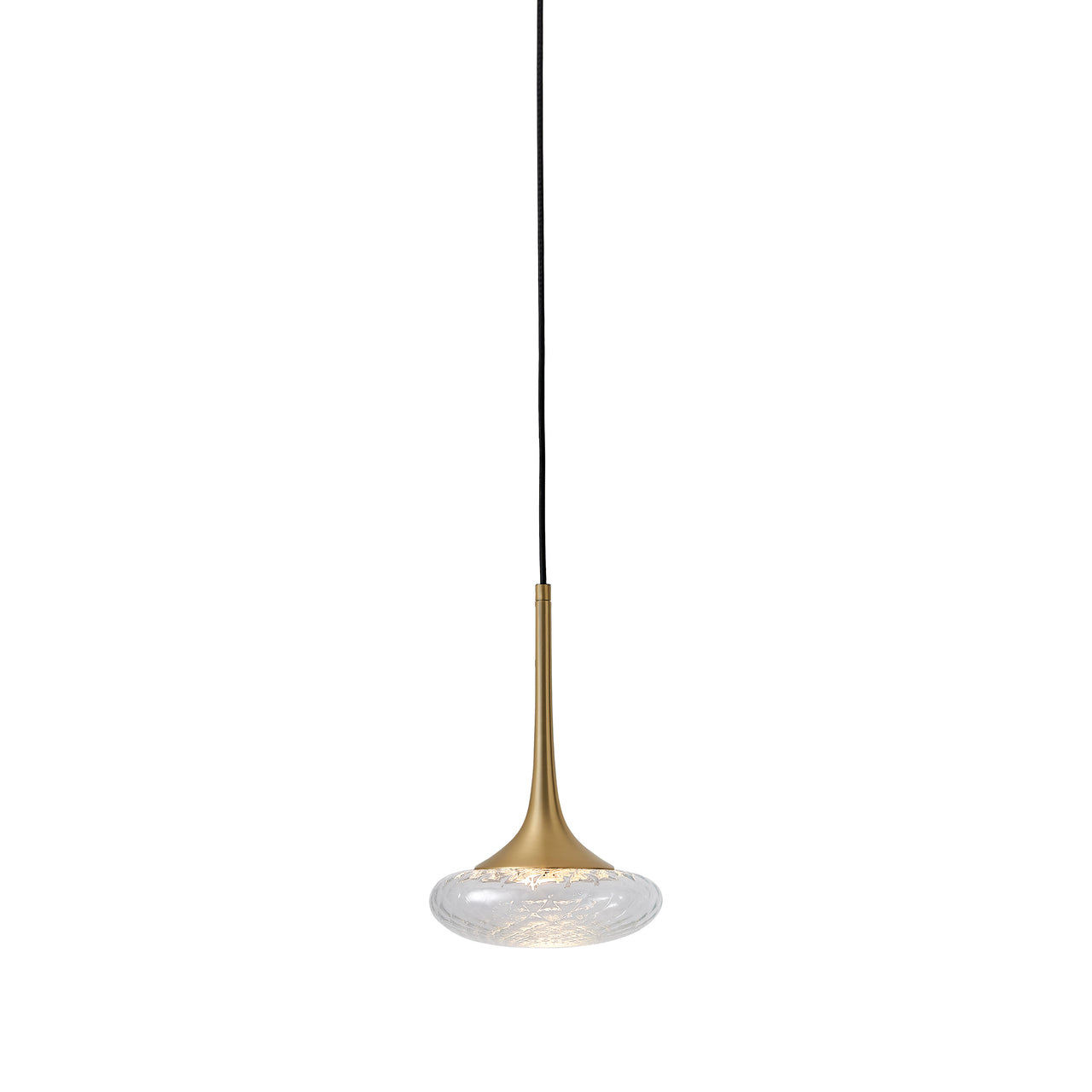 Louis Pendant: Extra Small + Satin Brass + Clear + Patterned + Black