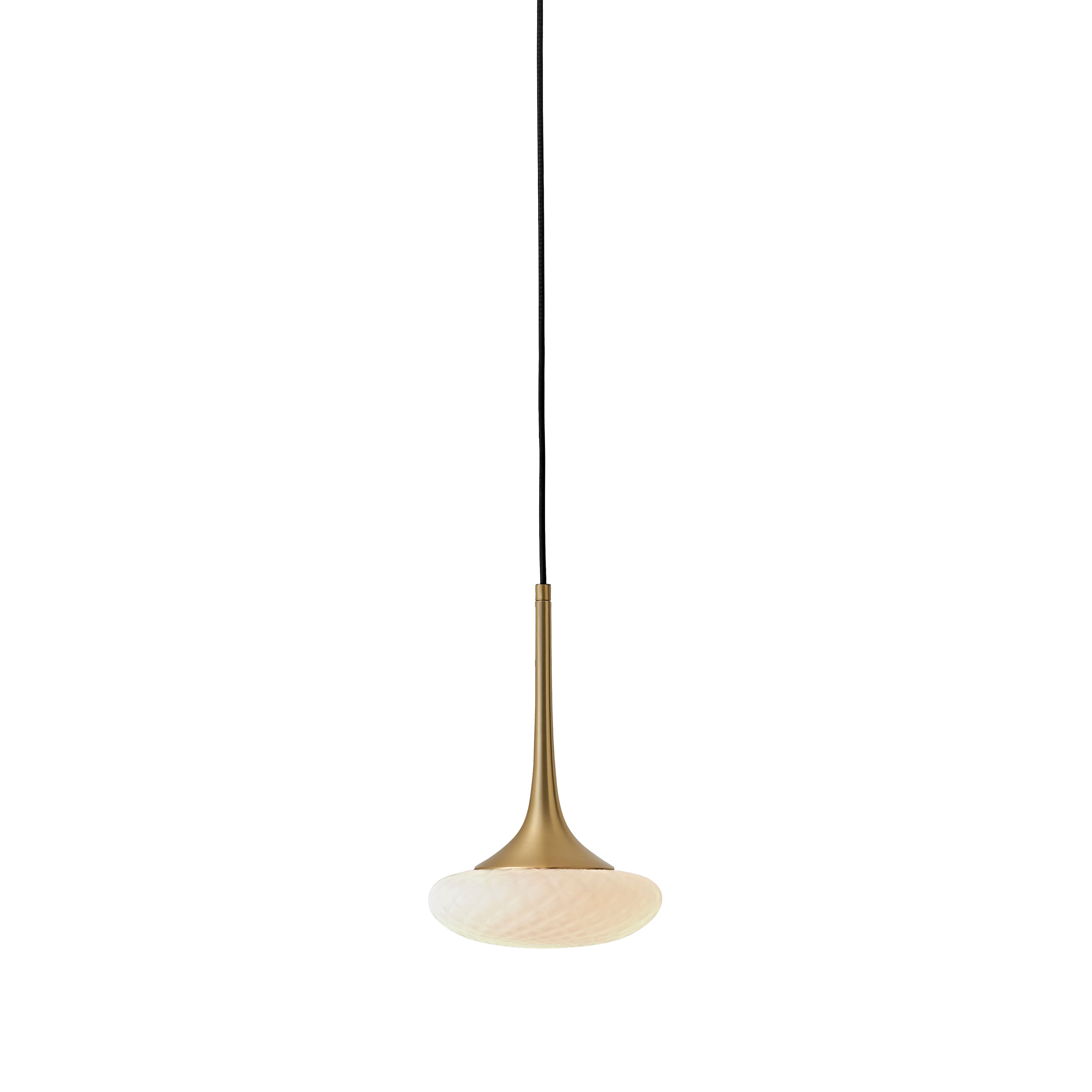 Louis Pendant: Extra Small + Satin Brass + Opal + Patterned + Black