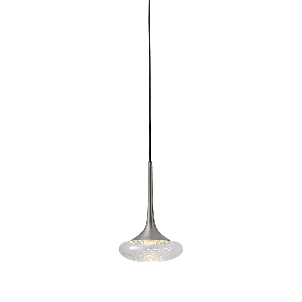 Louis Pendant: Extra Small + Satin Nickel + Clear + Patterned + Black