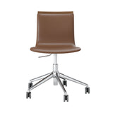 Serif Upholstered Chair: 5 Star Base + Castors + Chrome + Walnut Stained Beech