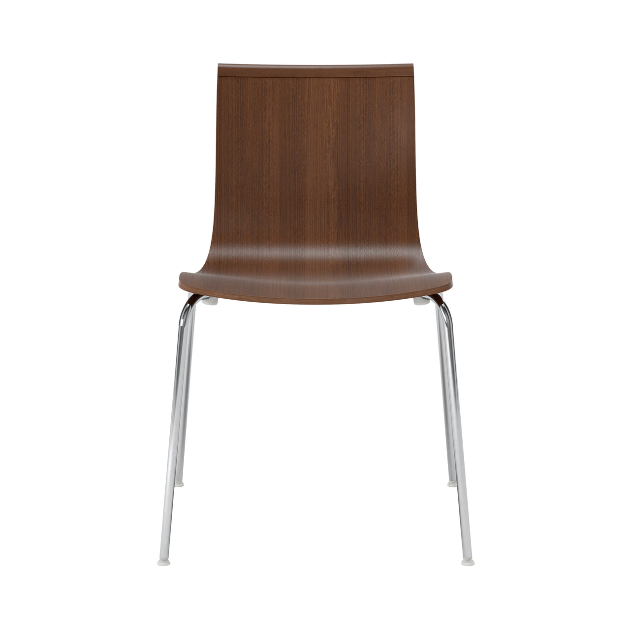 Serif Chair: Tube Legs + Chrome + Walnut Stained Beech + Without Armrest