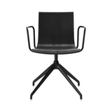 Serif Chair: 4 Star Base + Black + Black Stained Oak + With Armrest