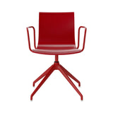 Serif Chair: 4 Star Base + Red + Red Lacquered Beech + With Armrest