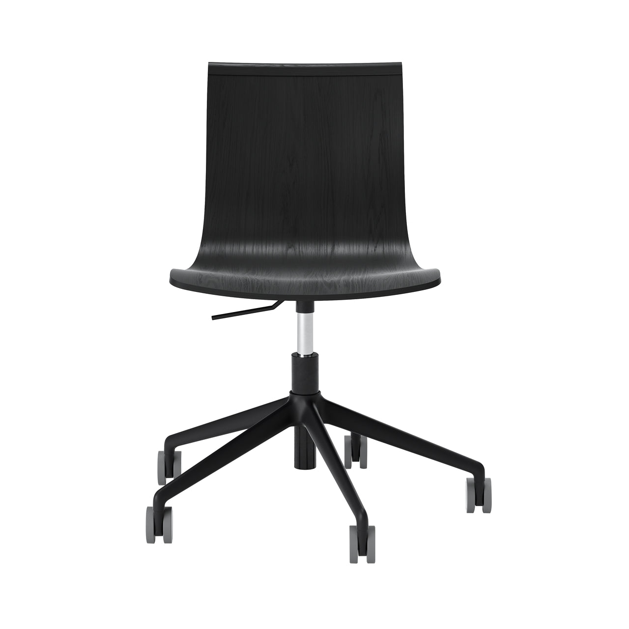 Serif Chair: 5 Star Base + Castors + Black + Black Stained Oak