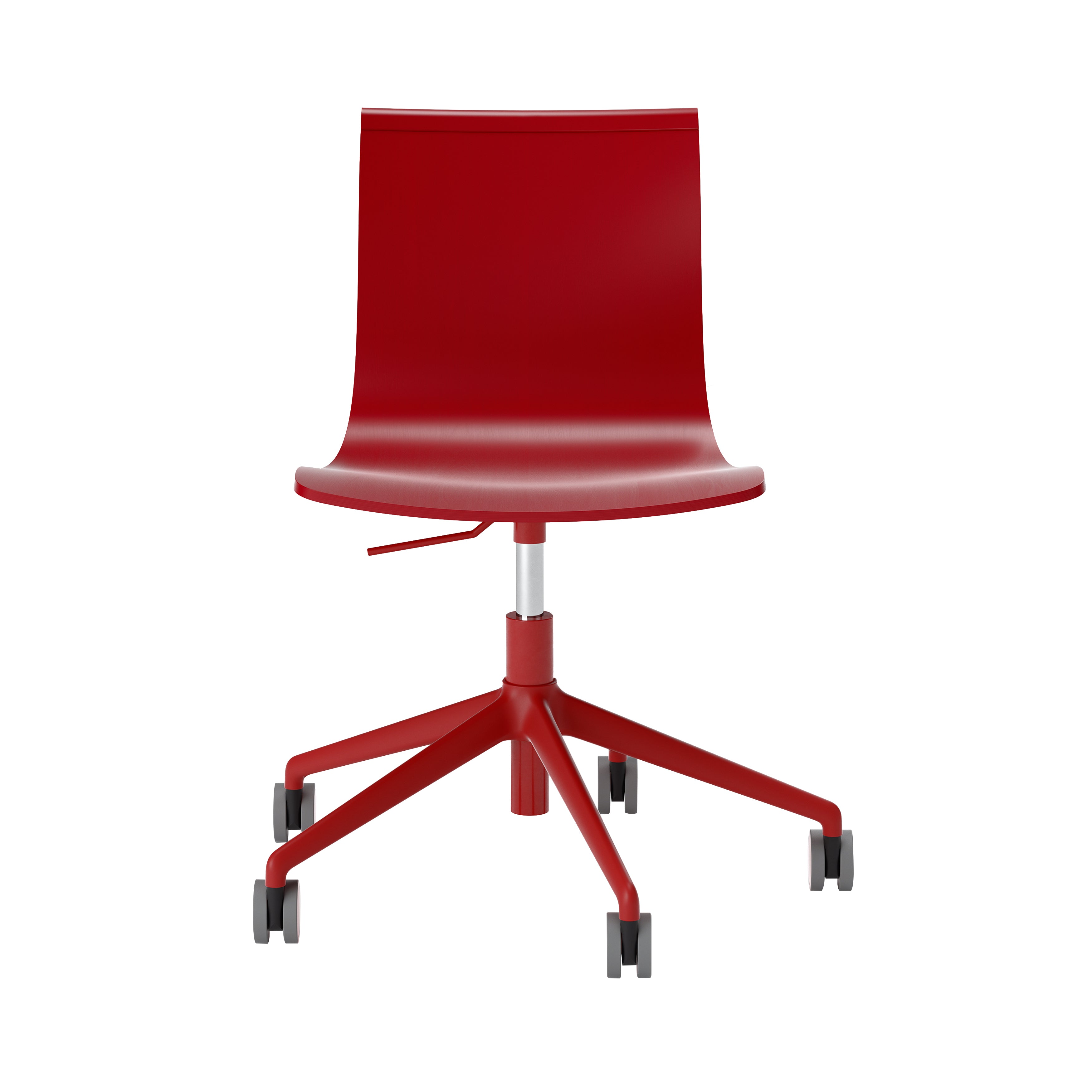 Serif Chair: 5 Star Base + Castors + Red + Red Laquered Beech