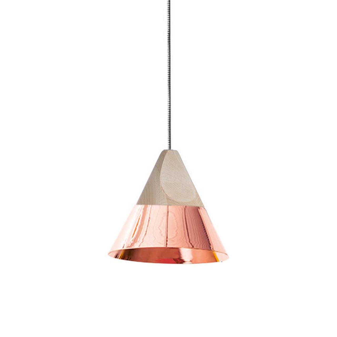 Slope Suspension Light: Small + Natural Beech + Copper
