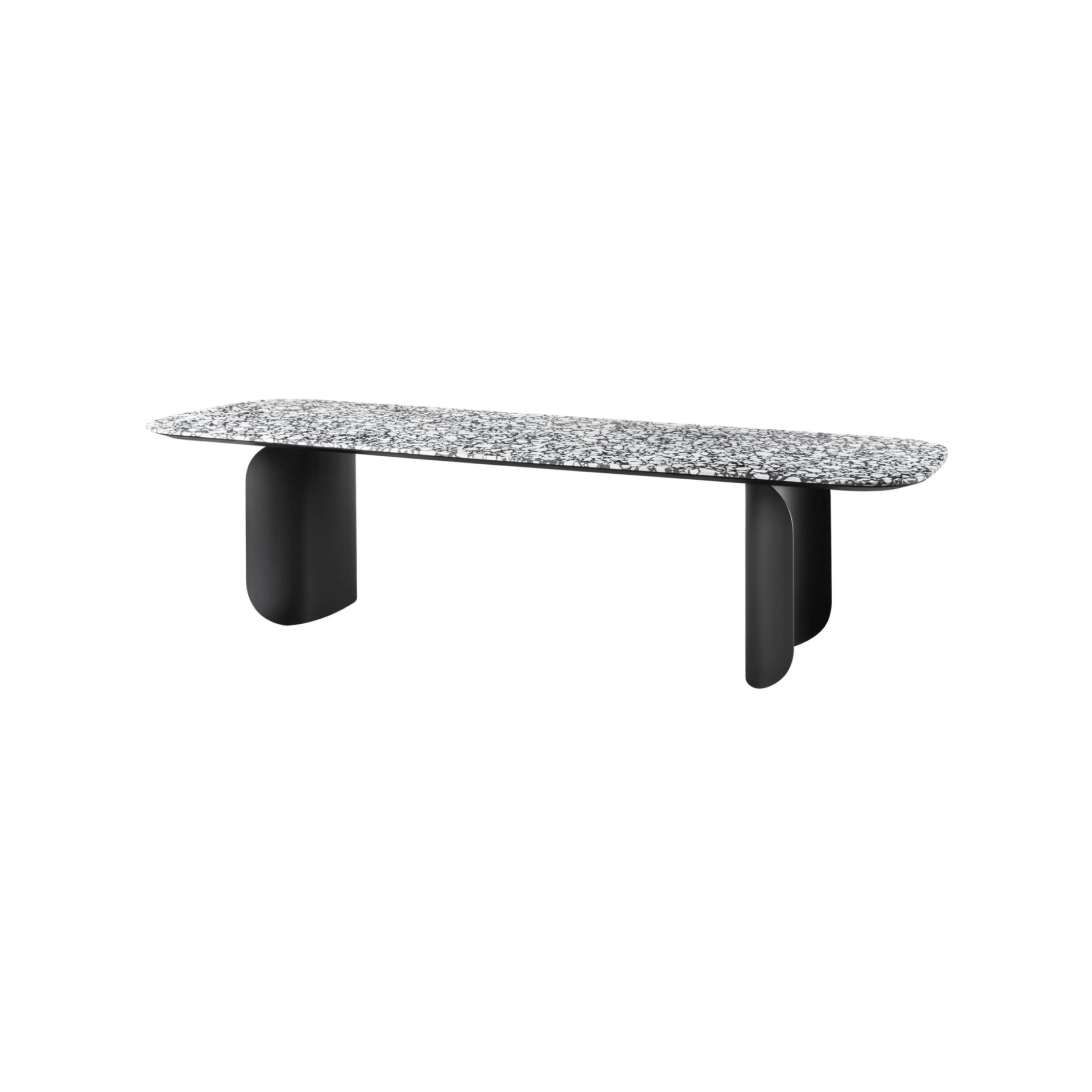 Barry Rectangular Table: Small + Palladio Doge Marble + Lacquered Black