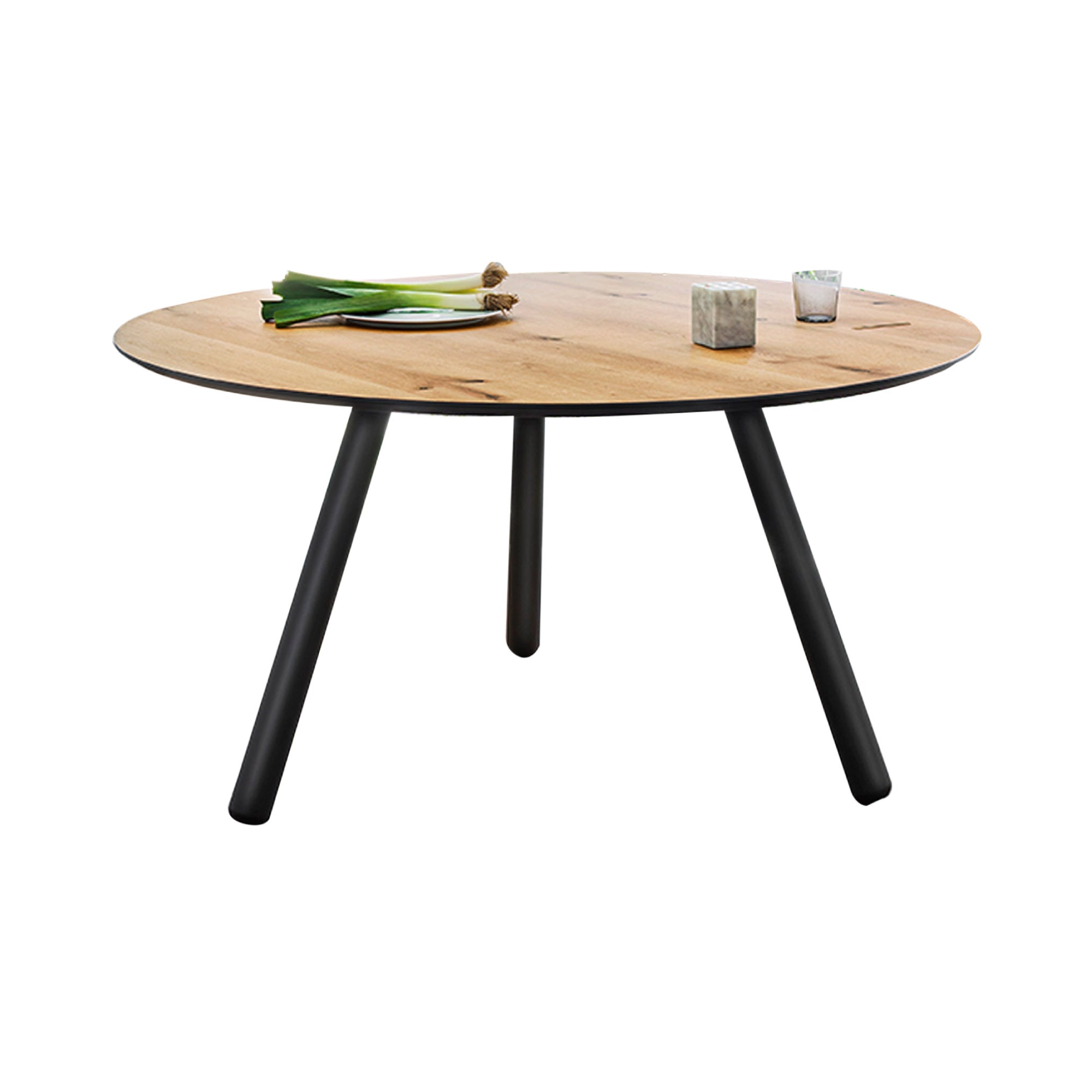 Pixie Round Table: Small + Vintage Oak + Lacquered Black