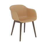 Fiber Armchair: Wood Base + Recycled Shell + Stained Dark Brown + Ochre