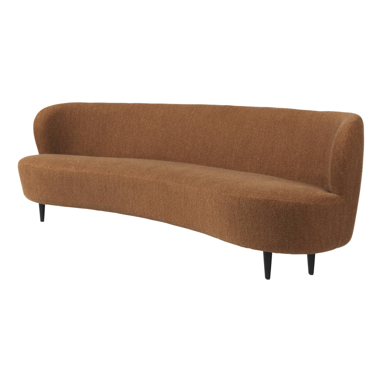 Stay Oval Sofa: Wood Legs + Semi Matt Lacquered Black Stained Oak