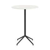 Still Cafe Round Table: Large + High + White Nanolaminate + Anthracite Black