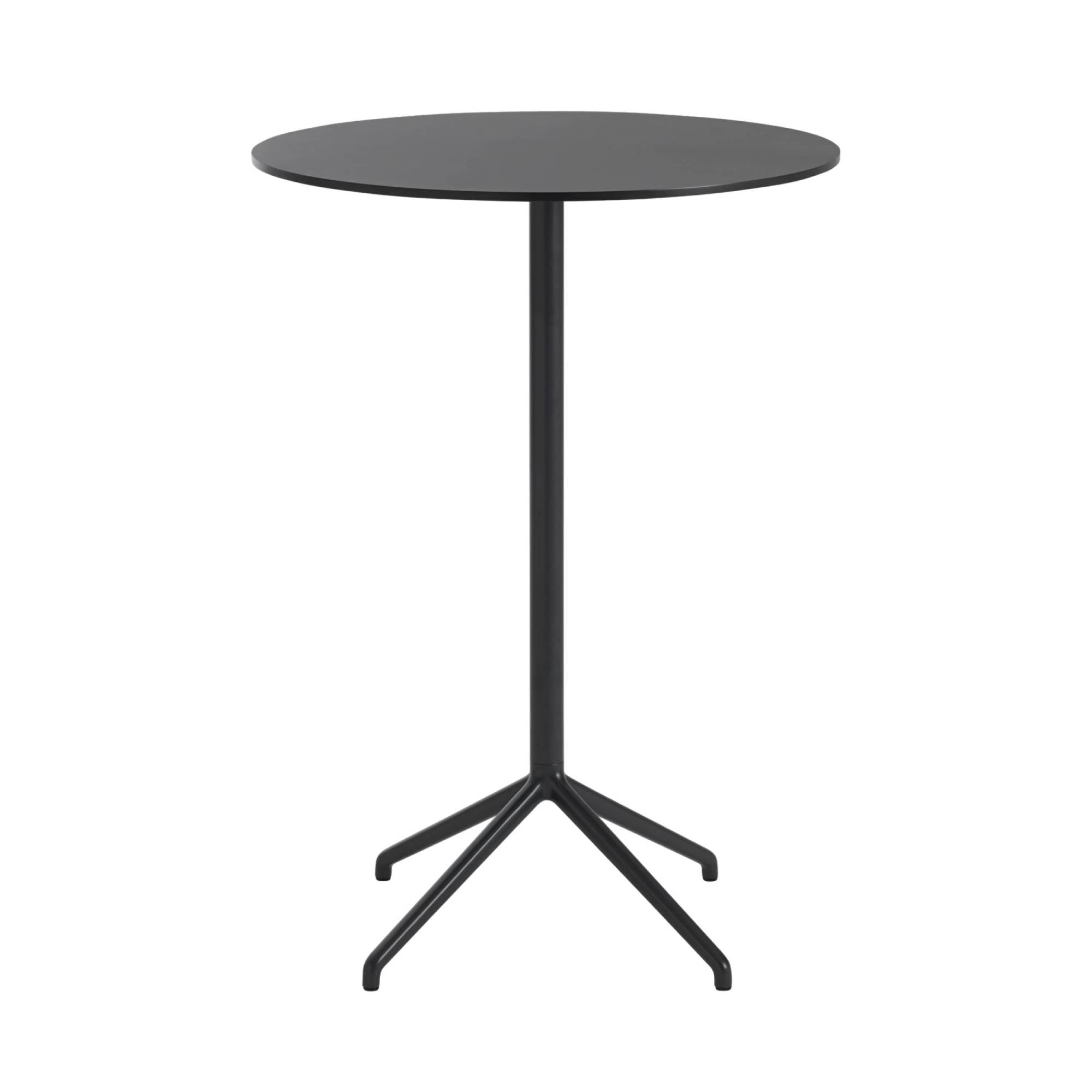Still Cafe Round Table: Large + High + Black Nanolaminate + Anthracite Black
