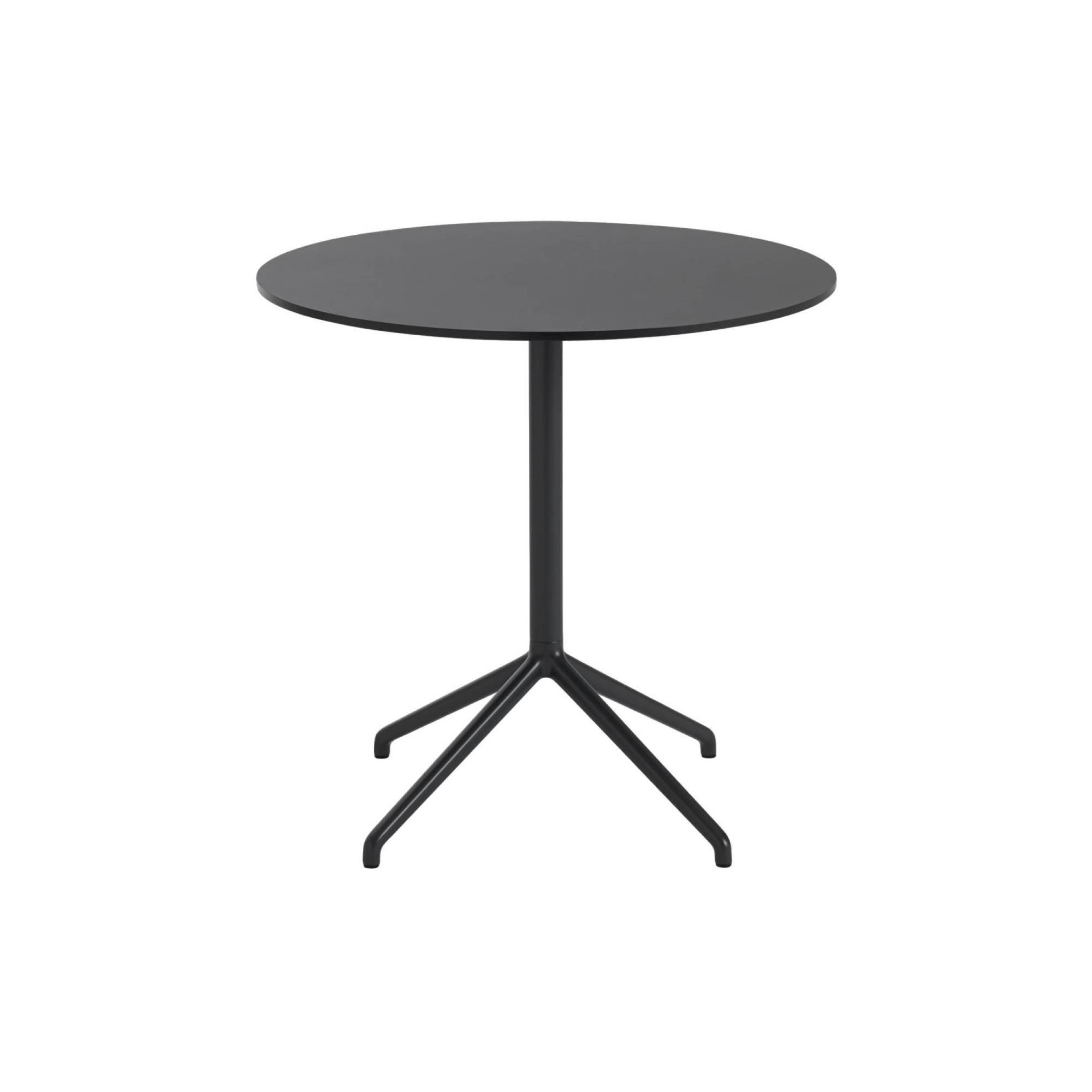 Still Cafe Round Table: Large + Low + Black Nanolaminate + Anthracite Black