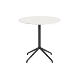 Still Cafe Round Table: Large + Low + White Nanolaminate + Anthracite Black