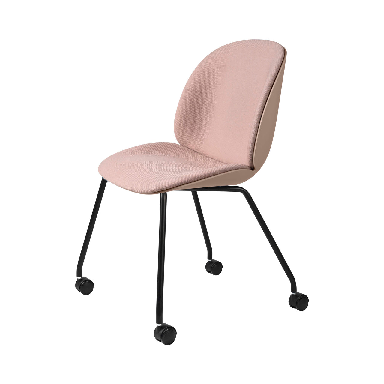 Beetle Meeting Chair: Castor Base + Front Upholstery + Sweet Pink