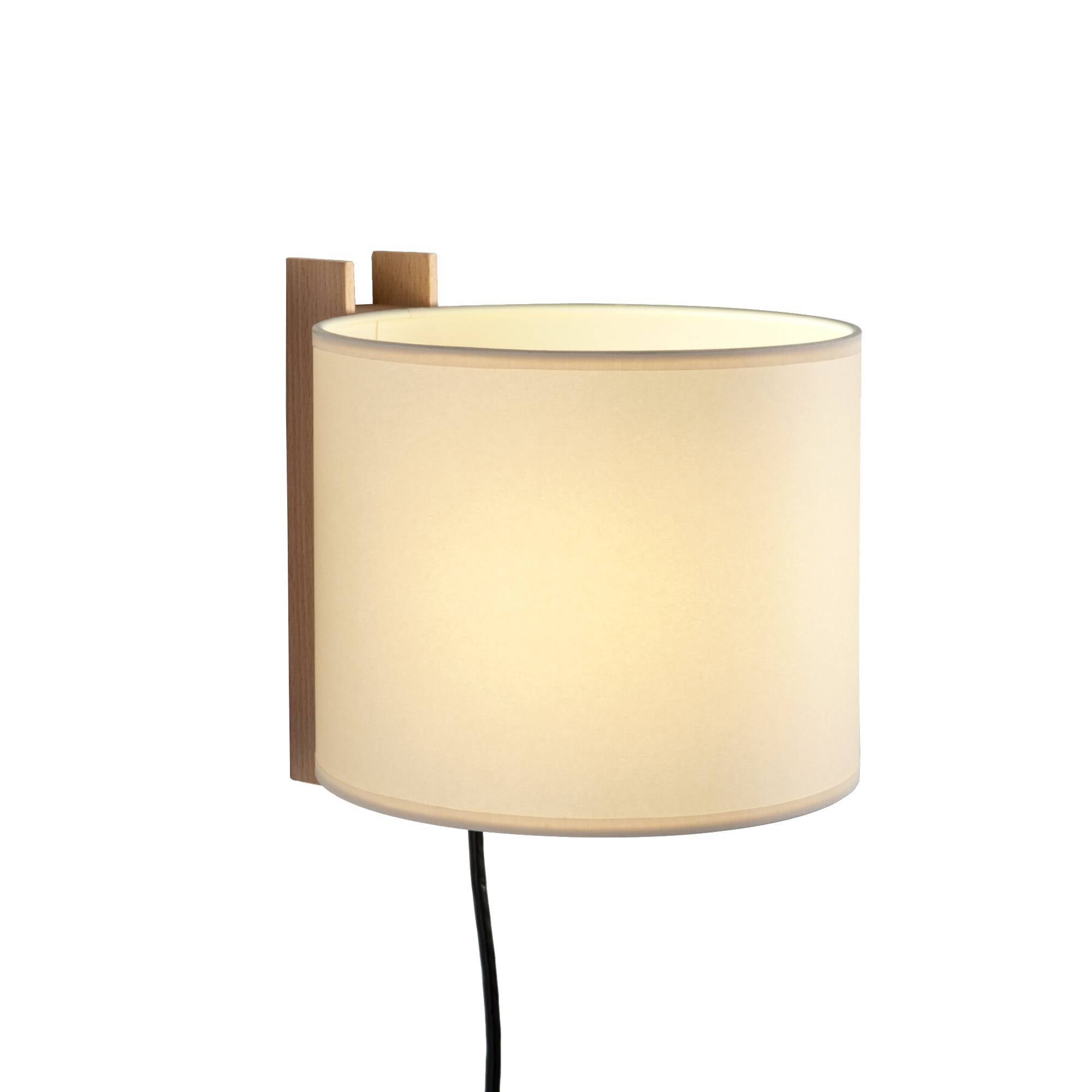 TMM Wall Lamp: Short + Beige + Beech + With Plug